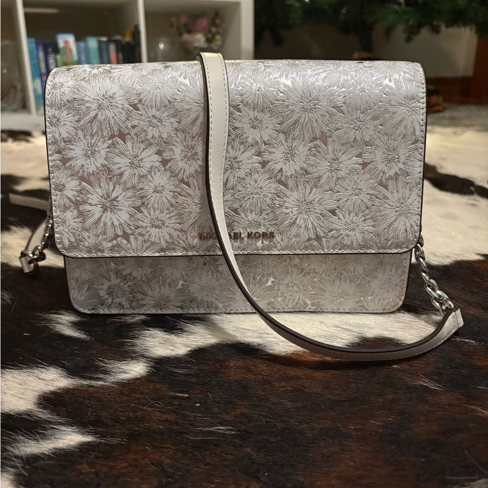 Michael Kors Gray Floral Crossbody Bag